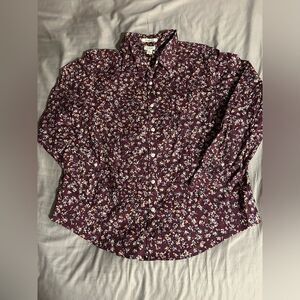 L.L. Bean Wrinkle-Free Pinpoint Oxford Relaxed Long-Sleeve 100% Cotton Size LP